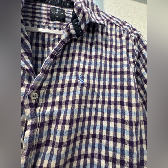 Tailorbyrd collection flannel blue purple button up shirt Sz M - Picture 3 of 6